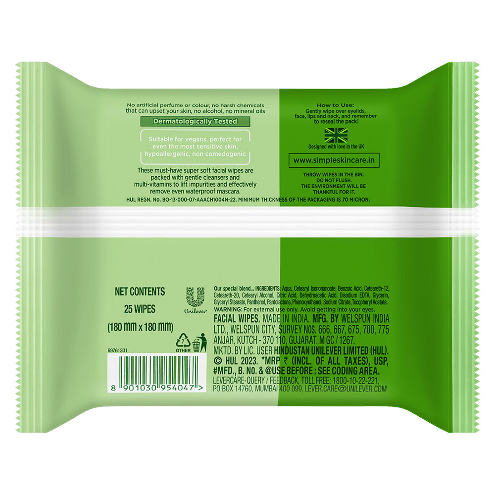 Cleansing Wipes with Pro-Vit B5 & Vit E - 25 Wipes 