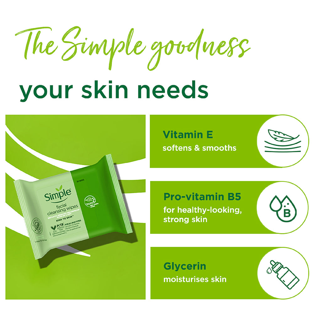 Cleansing Wipes with Pro-Vit B5 & Vit E - 25 Wipes 