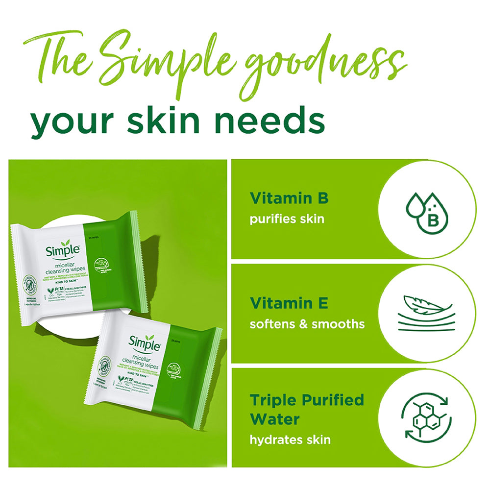 simple anti bac cleansing water Kind Defence Anti-Bac Micellar Micellar Cleansing Water from Simple helps remove contaminants known to irritate skin and leaves skin clean Simple Kind Defence +ANTI-BAC Cleansing