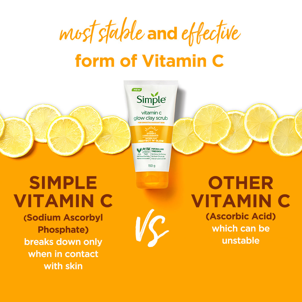 Vitamin C Clay Scrub with Vit C,B3,B5 + Natural Yuzu Lemon Extract - 150g