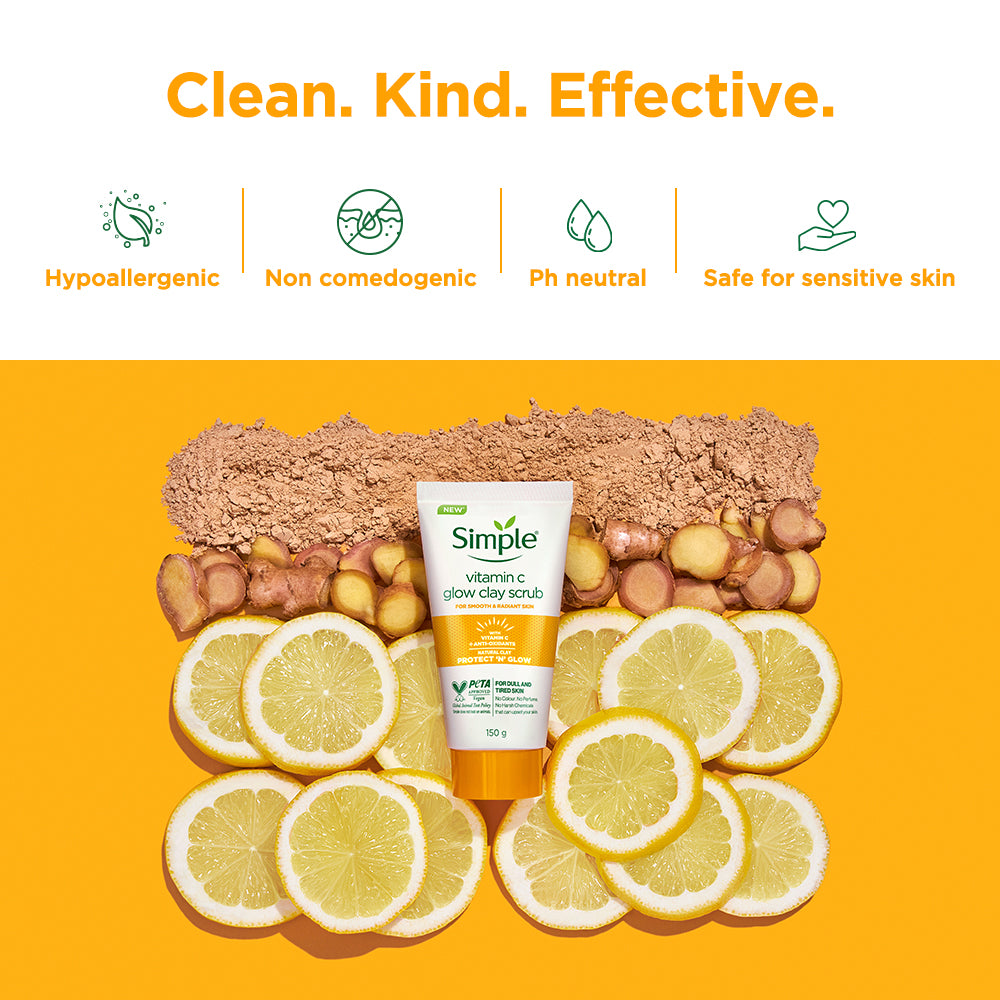 Vitamin C Clay Scrub with Vit C,B3,B5 + Natural Yuzu Lemon Extract - 150g 