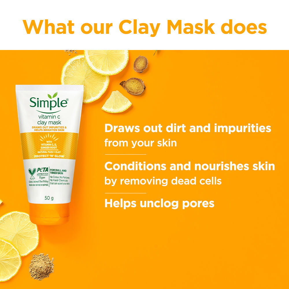 Vitamin C Clay Mask with Ginger Root, Natural Yuzu + Niacinamide - 50g 