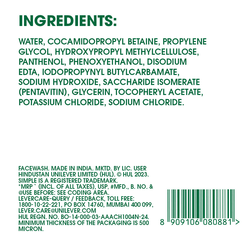 Simple Water Boost Hydrating Gel Wash, 150ml 