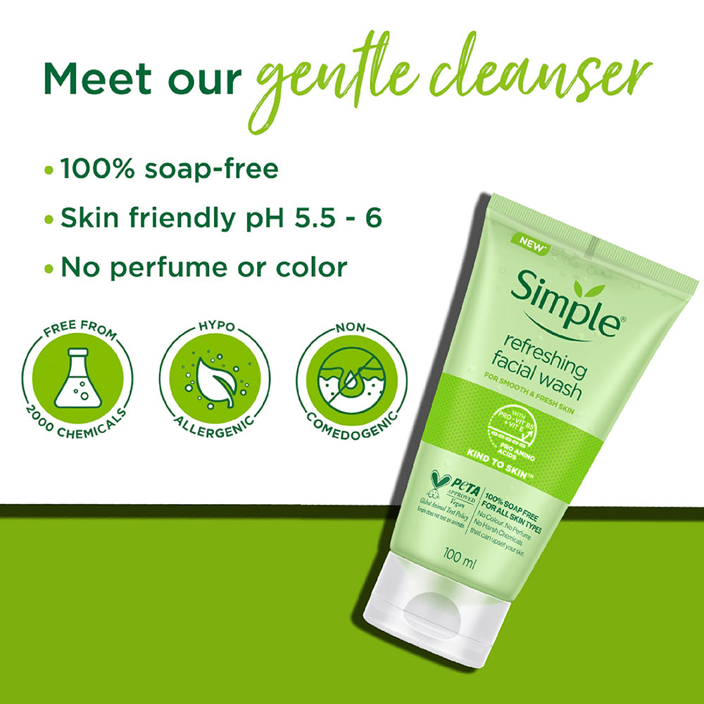 Simple Kind to Skin Refreshing Facial Wash, 100ml 