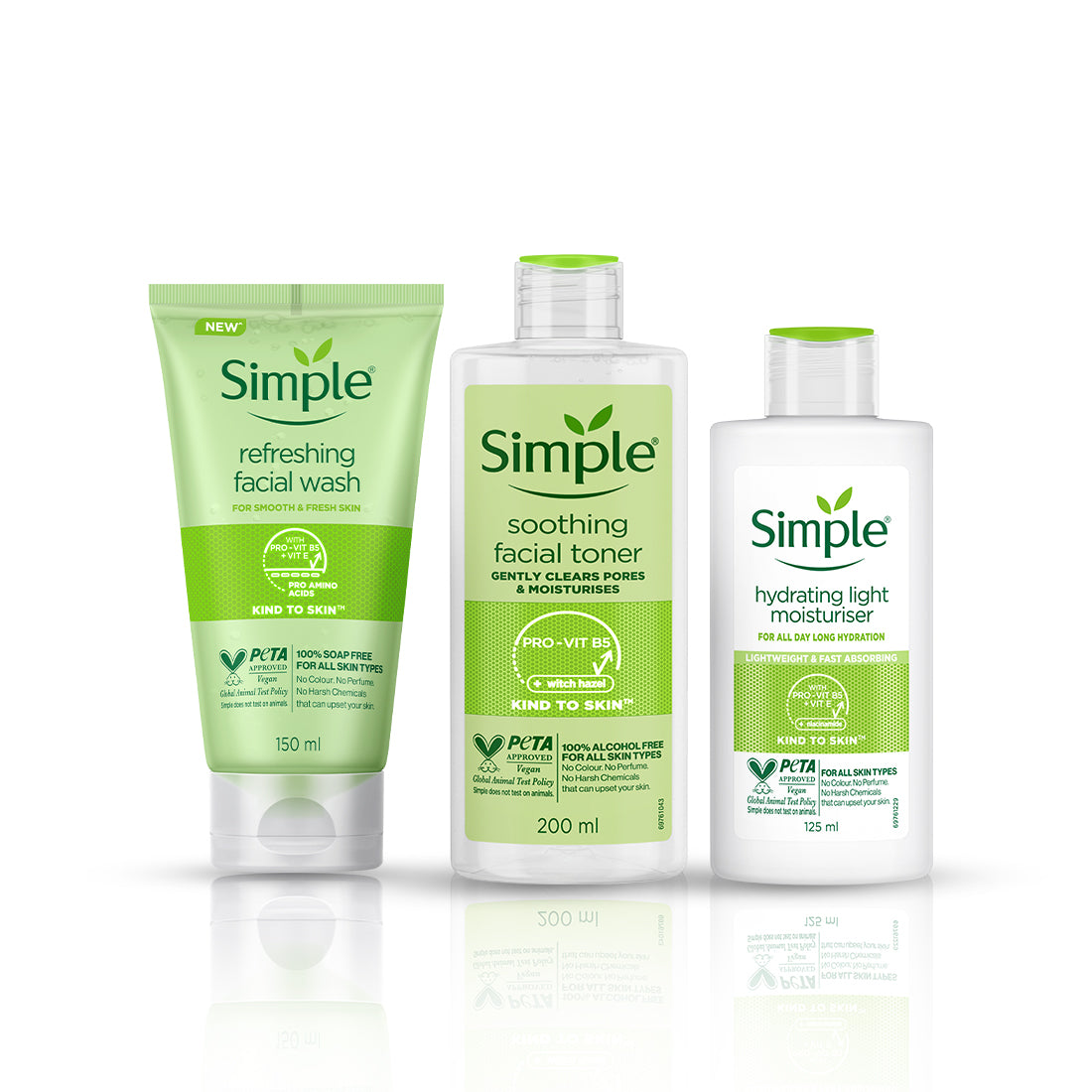 Facial Wash, Toner & Moisturiser(150ml +200ml +125ml) 