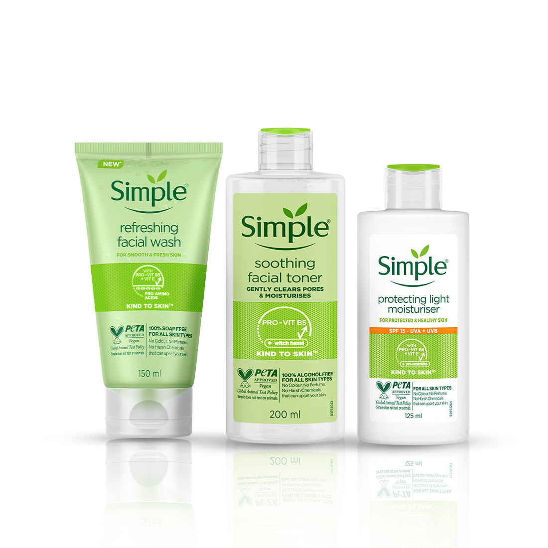 Facial Wash, Toner & Moisturiser Combo - (150ml +200ml +125ml) 