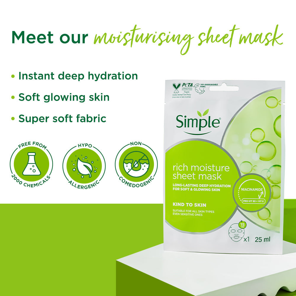 Rich Moisture Sheet Mask with Niacinamide + Pro-vit B5 + Vit E - 25ml 