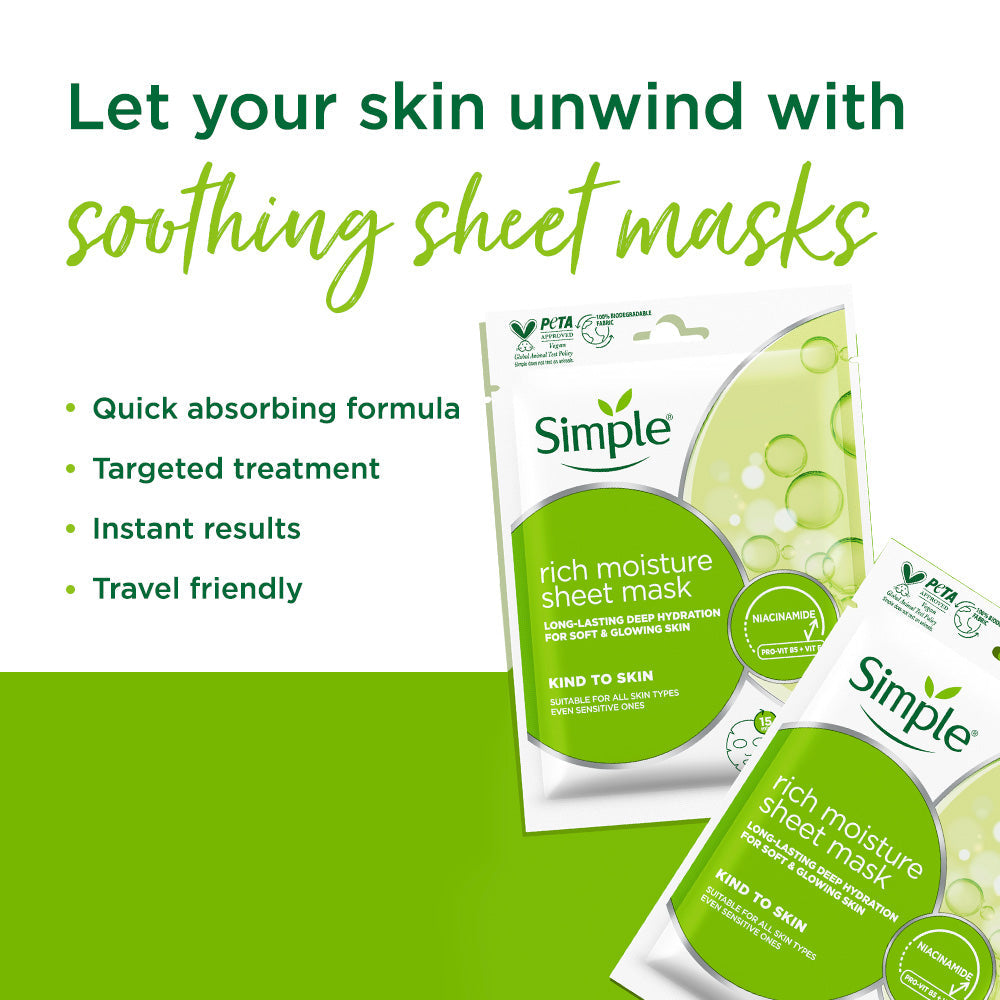 Rich Moisture Sheet Mask with Niacinamide + Pro-vit B5 + Vit E - 25ml 