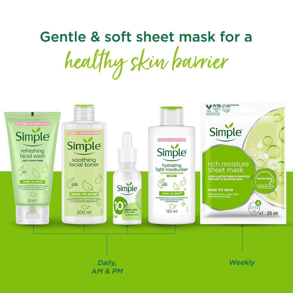Rich Moisture Sheet Mask with Niacinamide + Pro-vit B5 + Vit E - 25ml 