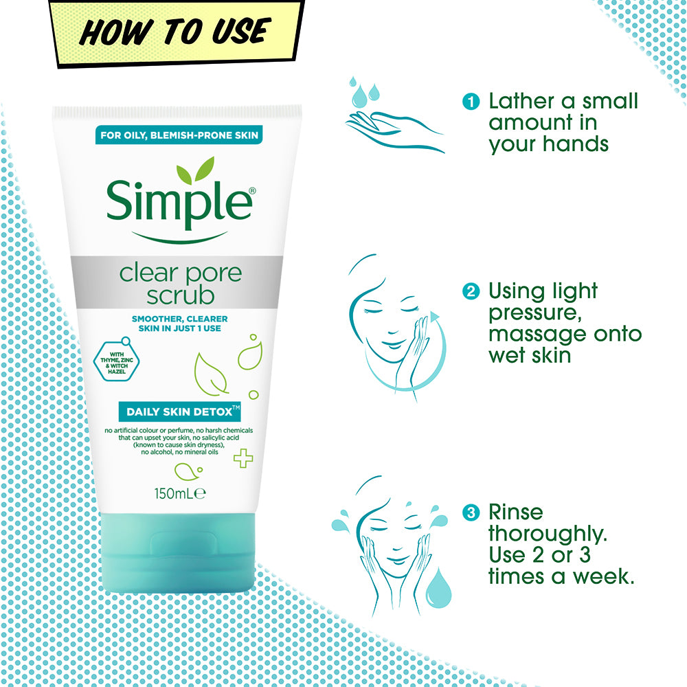 Simple Daily Skin Detox Clear Pore Facial Scrub 150ml - 3 