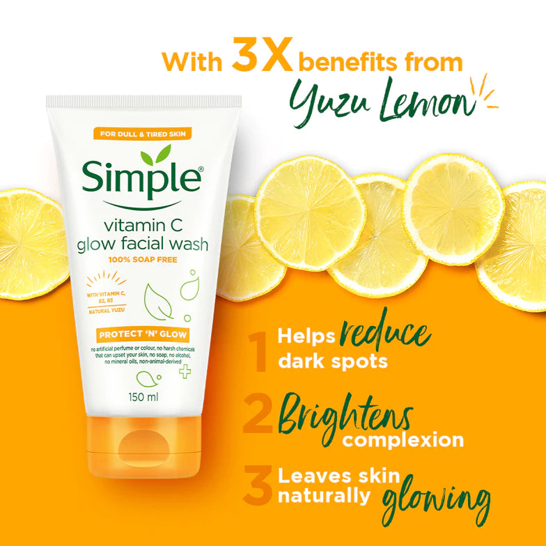 Vitamin C Glow Facial Wash - Pack of 2 (150ml + 150ml) 