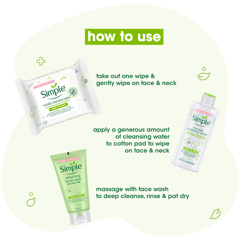 Double Cleansing Set & Micellar Wipes (200ml + 150ml + 25 wipes) 