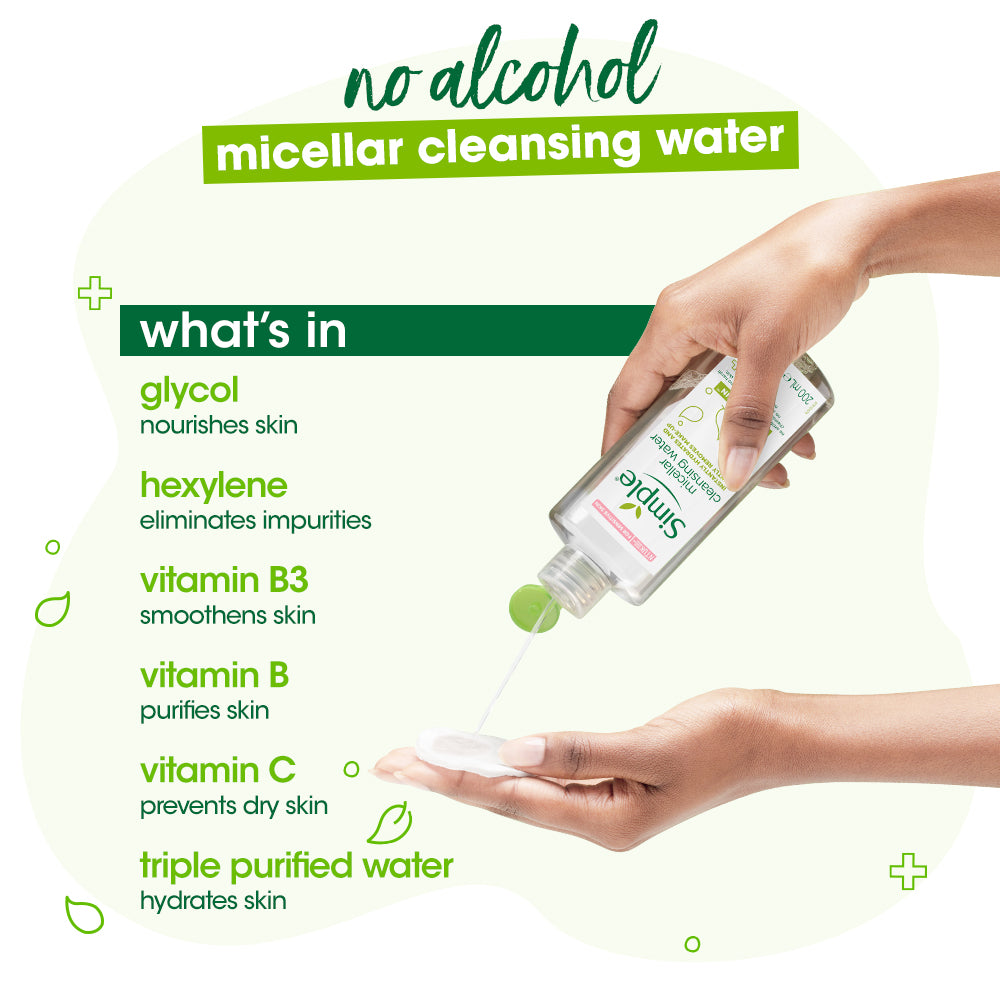 Simple Kind to Skin Micellar Cleansing Water & Micellar Cleansing Wipes Combo - (200ml + 25 Wipes) 