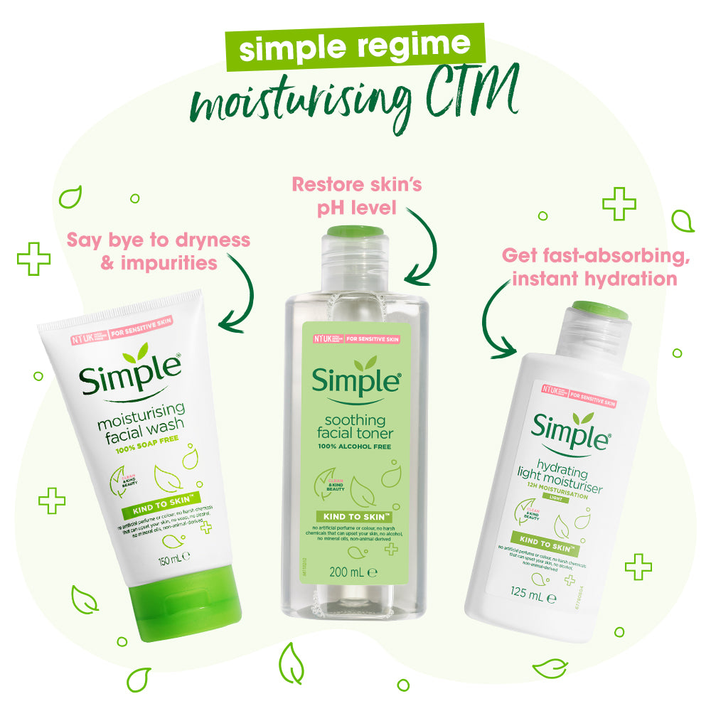 Kind to Skin Moisturising Facial Wash, Soothing Facial Toner & Hydrating Light Moisturiser Combo - (150ml +200ml +125ml)